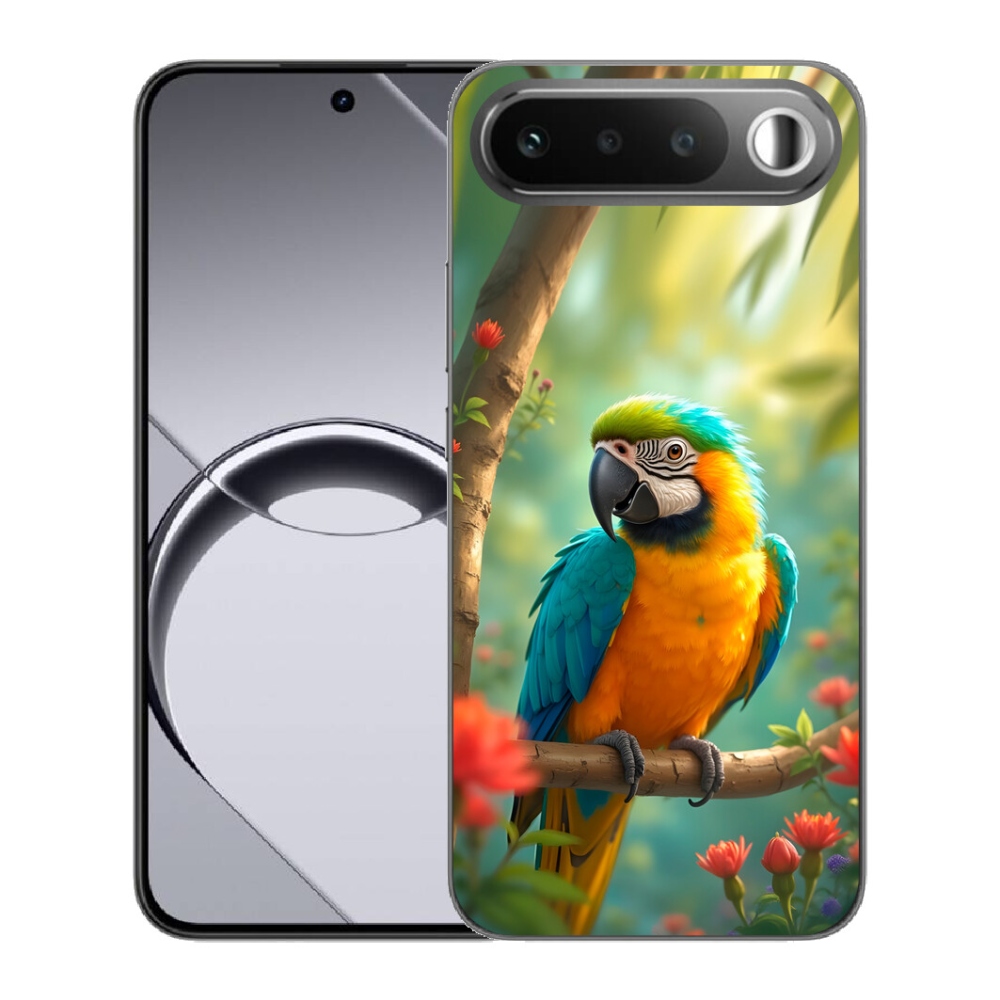Gélový obal mmCase pre Realme 16 5G – papagáj ara, modro-žltý