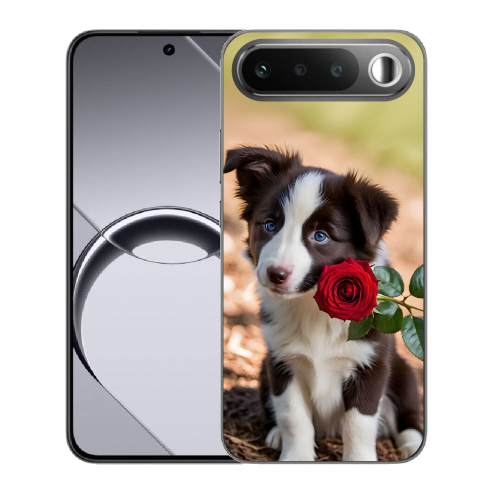 Gélový obal mmCase pre Realme 16 5G – roztomilý border kólia s ružou