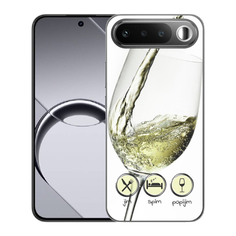 Gélový obal mmCase pre Realme 16 5G – biela farba „sklenka vína“