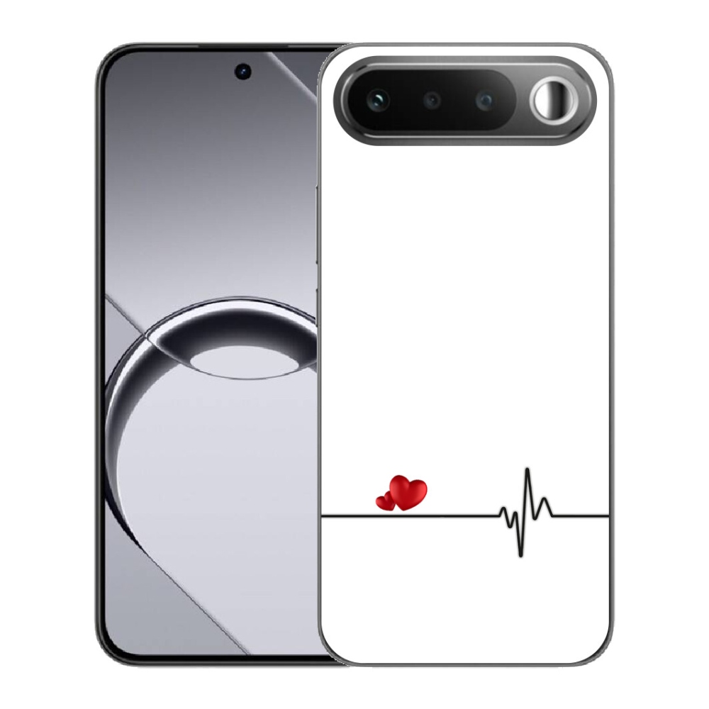 Gélový obal mmCase pre Realme 16 5G – srdce a pulz na bielom pozadí
