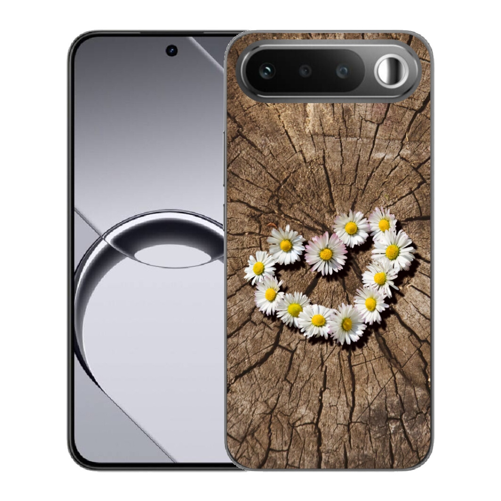 Gélový obal mmCase pre Realme 16 5G – srdce z margarétok