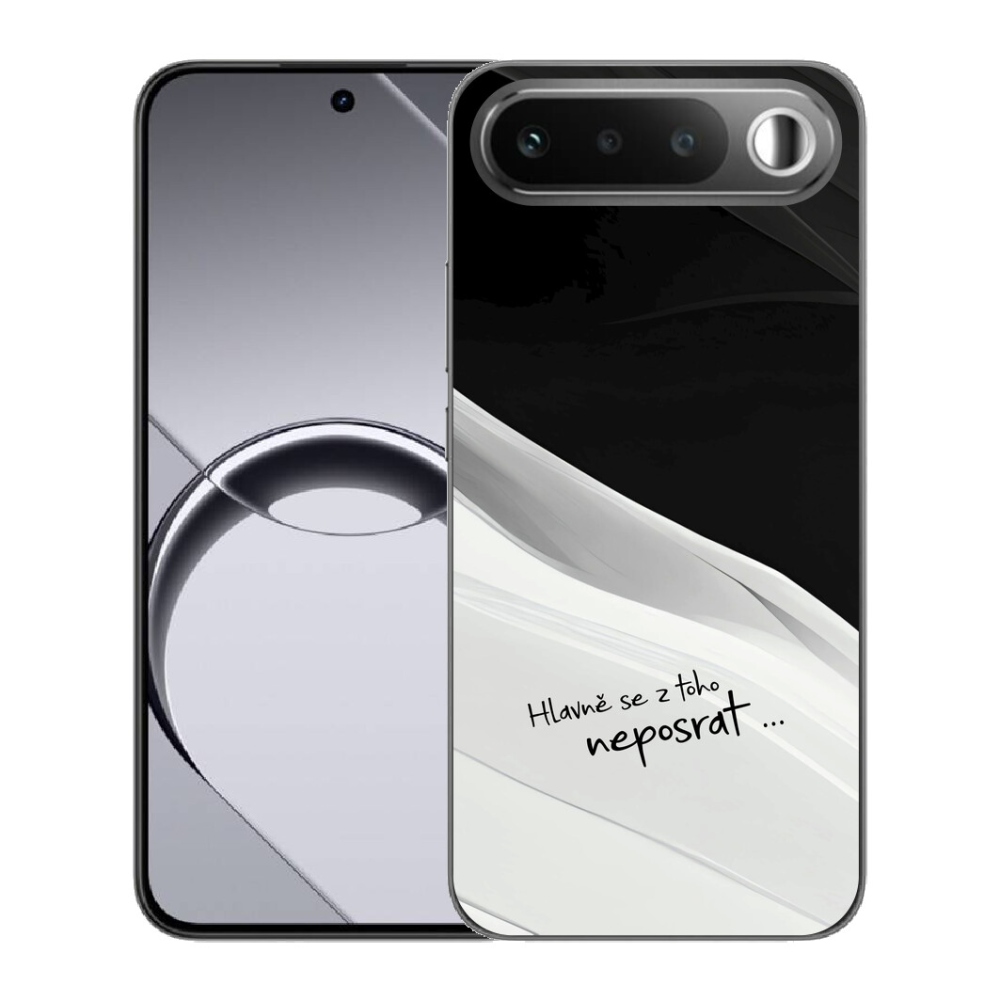 Gélový obal mmCase pre Realme 16 5G – vtipný text, čierno-biele pozadie