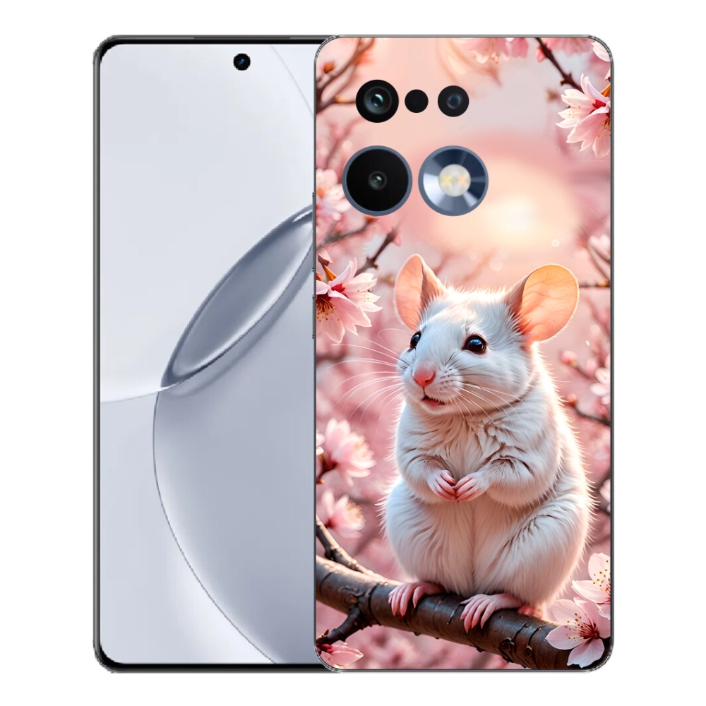 Gélový kryt mmCase na Realme 16 Pro+ - biela myš na vetve