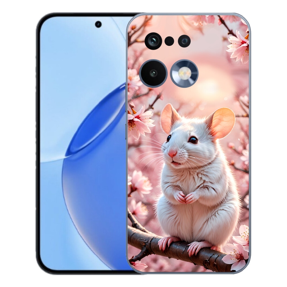 Gélový kryt mmCase na Realme 16 Pro - biela myš na vetve