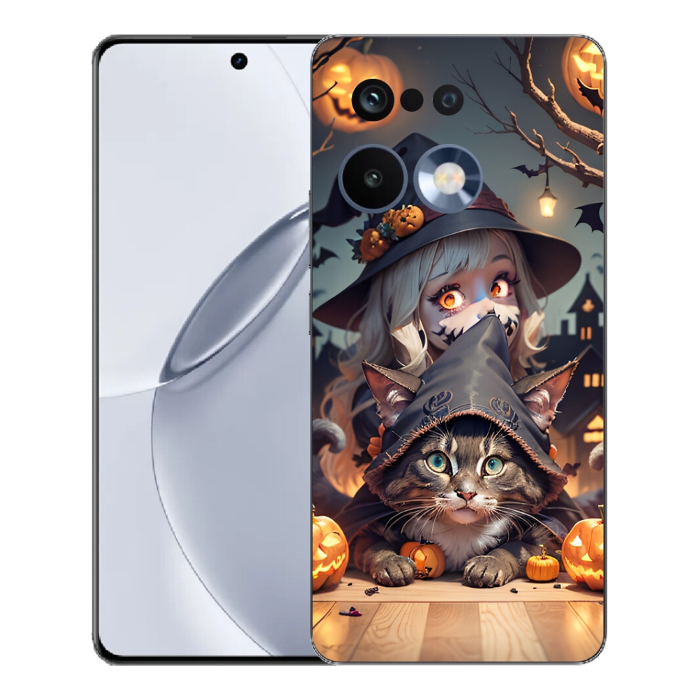 Gélový kryt mmCase na Realme 16 Pro+ - čarodejnica s mačkou