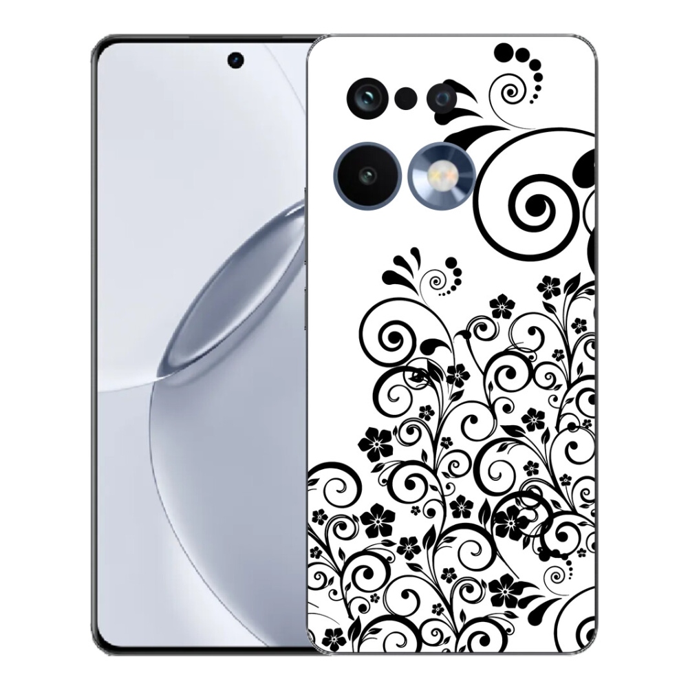 Gélový kryt mmCase na Realme 16 Pro+ - čiernobiele kvetinové vzory