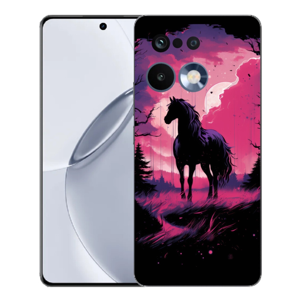 Gélový kryt mmCase na Realme 16 Pro+ - čierny kreslený kôň 1