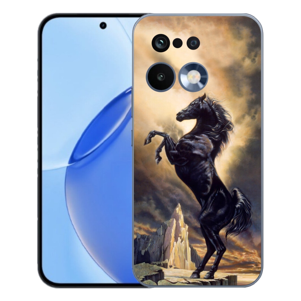 Gélový kryt mmCase na Realme 16 Pro - čierny kreslený kôň