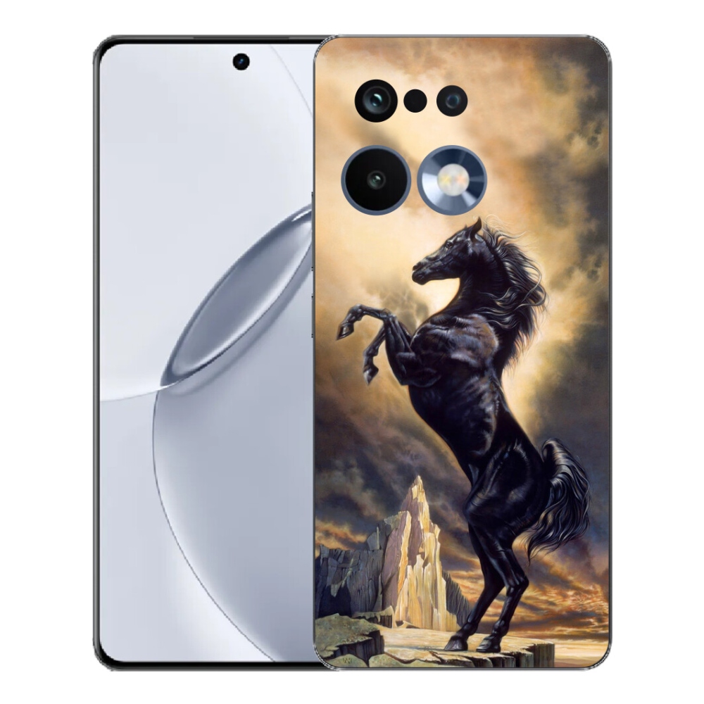 Gélový kryt mmCase na Realme 16 Pro+ - čierny kreslený kôň