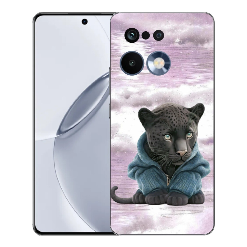Gélový kryt mmCase na Realme 16 Pro+ - čierny panter vo svetri