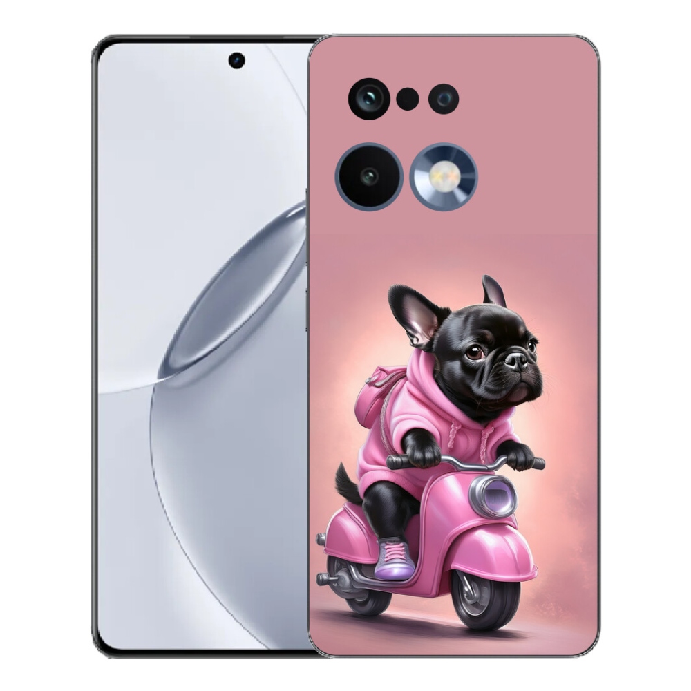 Gélový kryt mmCase na Realme 16 Pro+ - francúzsky buldoček na skútri