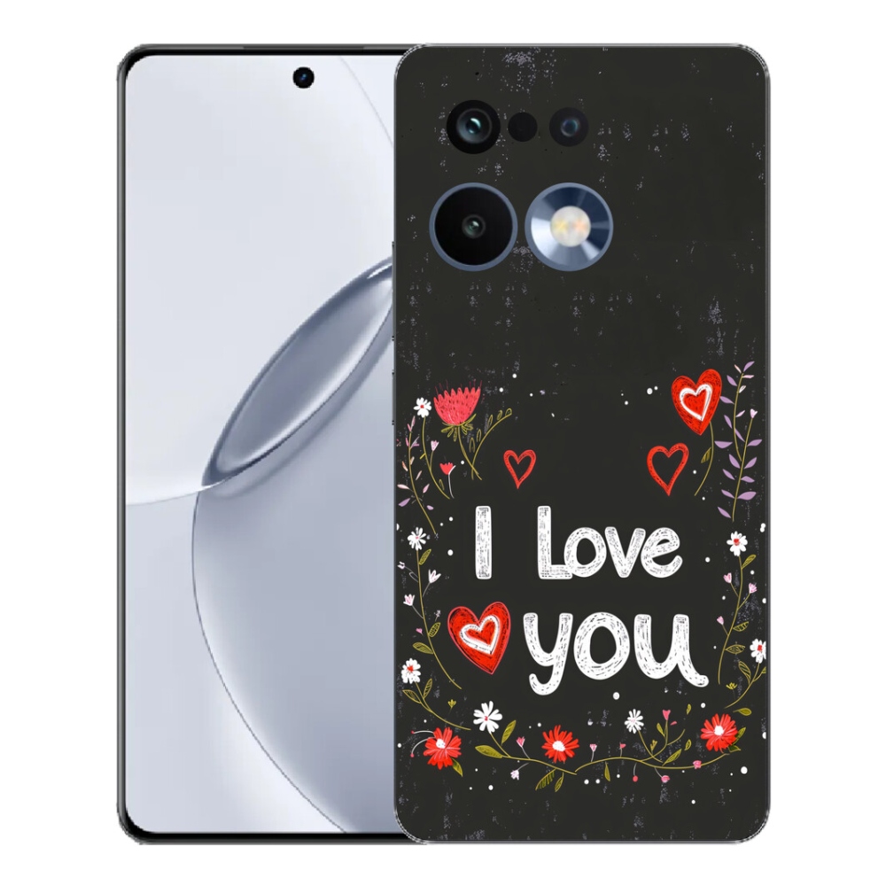 Gélový kryt mmCase na Realme 16 Pro+ - I love you čierne pozadie
