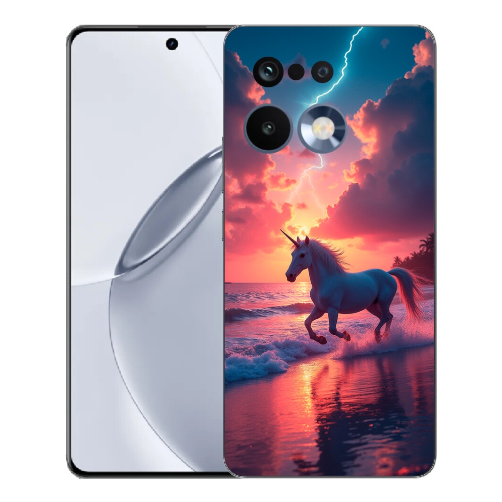Gélový kryt mmCase na Realme 16 Pro+ - jednorožec na pláži