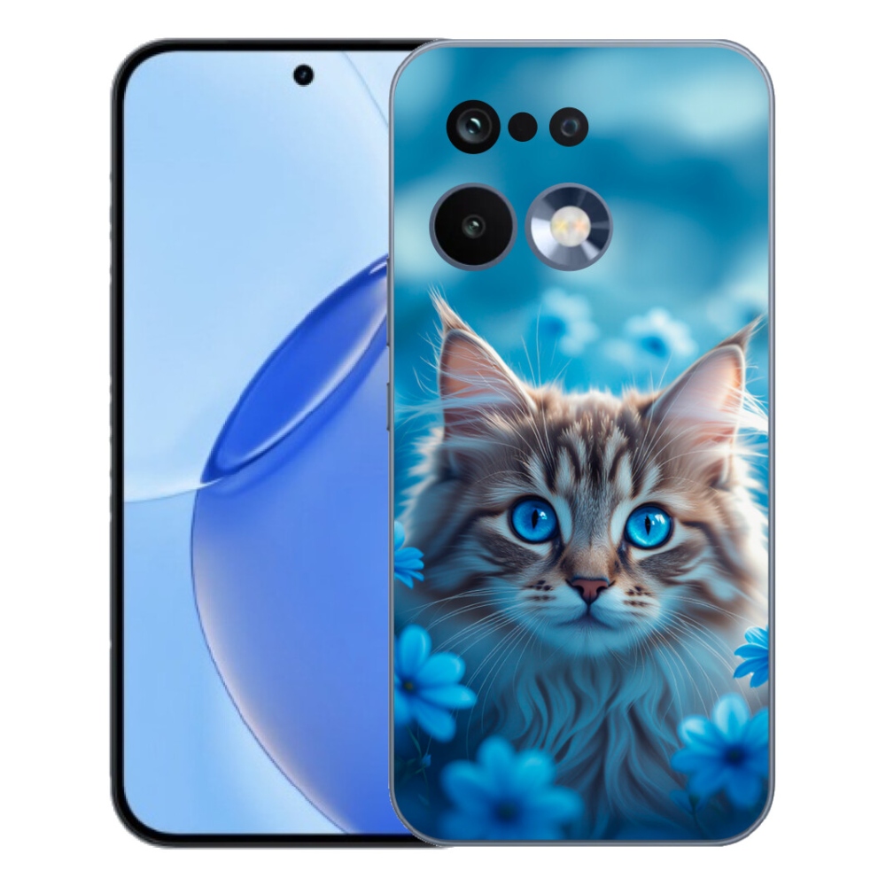 Gélový kryt mmCase na Realme 16 Pro - mačiatko v modrých kvetoch