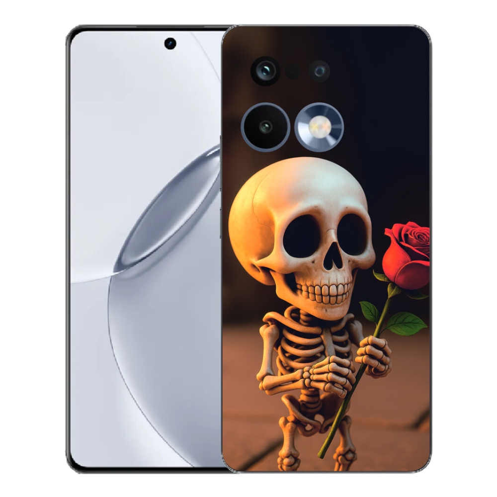 Gélový kryt mmCase na Realme 16 Pro+ - kostlivec s ružou