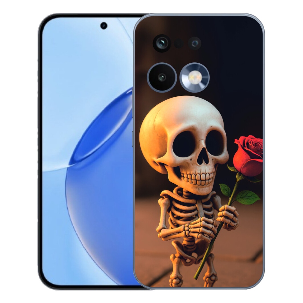 Gélový kryt mmCase na Realme 16 Pro - kostlivec s ružou