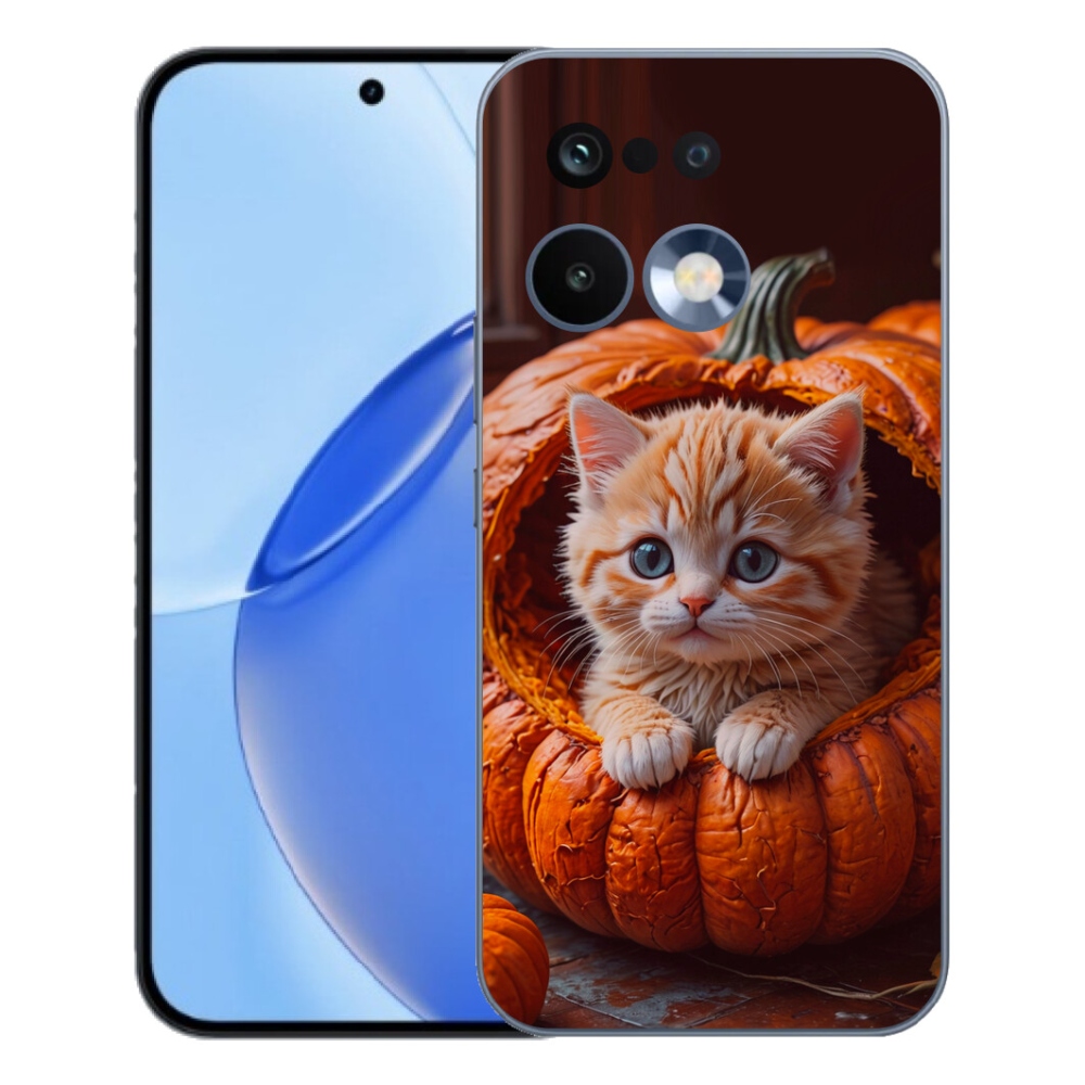 Gélový kryt mmCase na Realme 16 Pro - mačiatko a tekvica 2