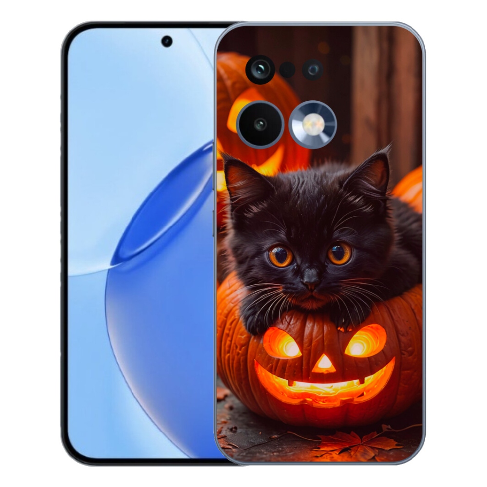 Gélový kryt mmCase na Realme 16 Pro - mačiatko a tekvica