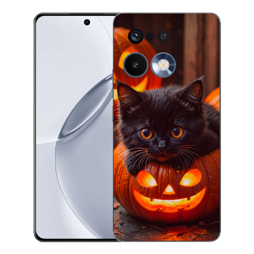 Gélový kryt mmCase na Realme 16 Pro+ - mačiatko a tekvica