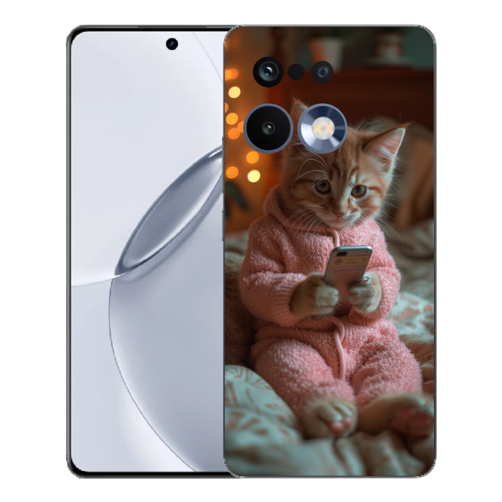 Gélový kryt mmCase na Realme 16 Pro+ - mačiatko s mobilom