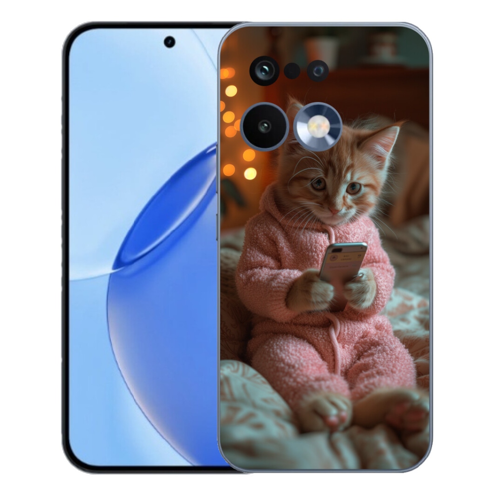 Gélový kryt mmCase na Realme 16 Pro - mačiatko s mobilom