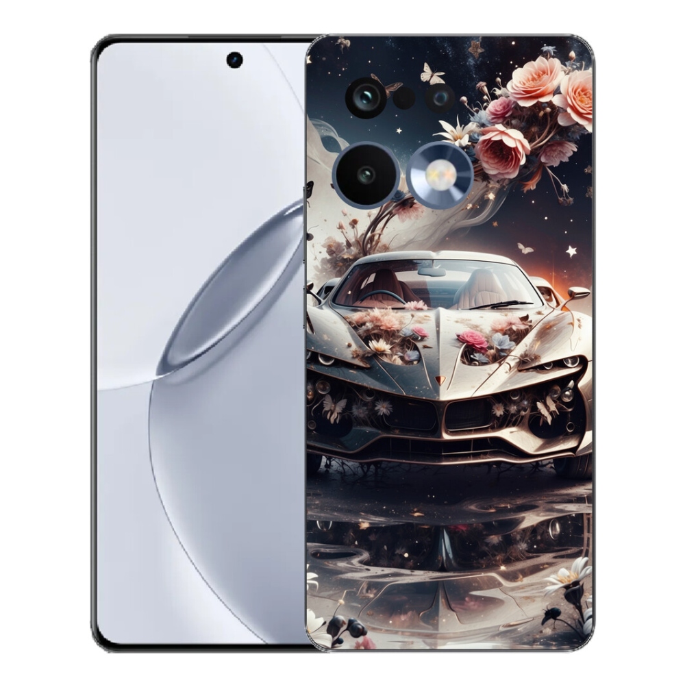 Gélový kryt mmCase na Realme 16 Pro+ - kvetinový športový automobil