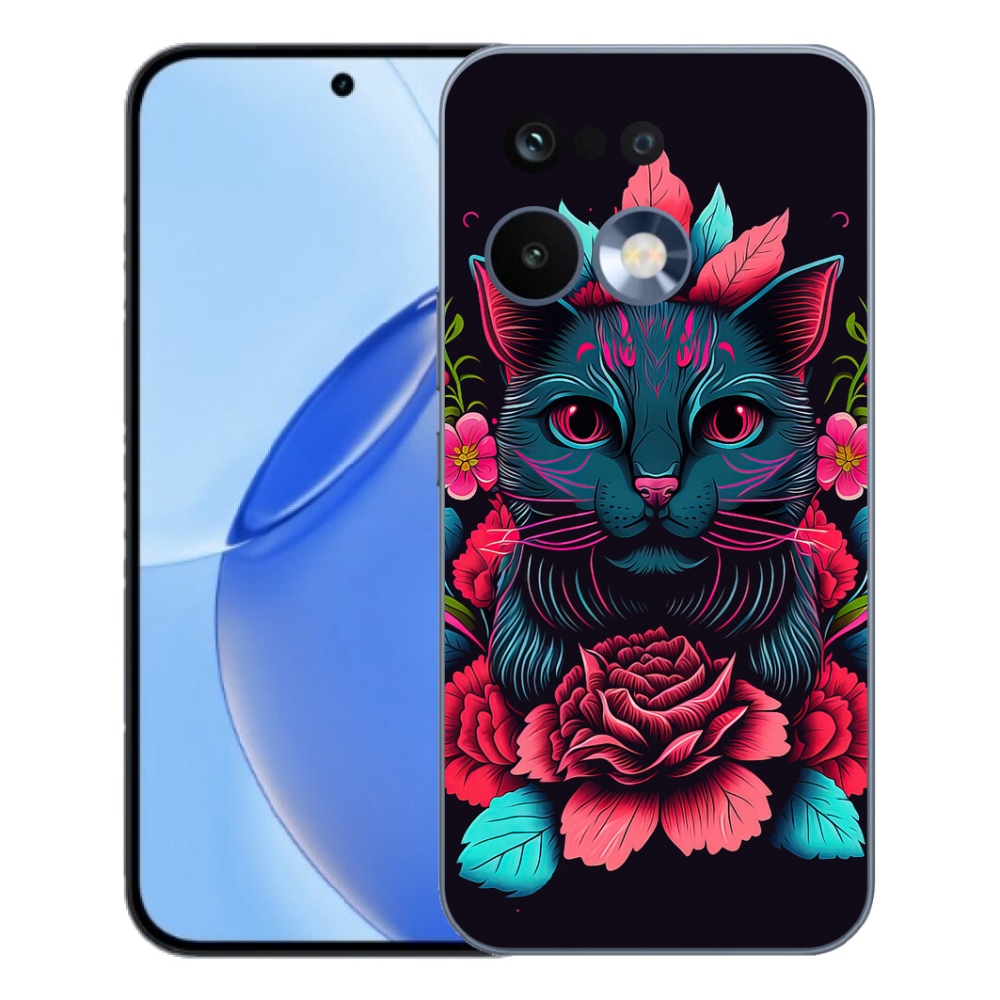 Gélový kryt mmCase na Realme 16 Pro - kvety a mačka