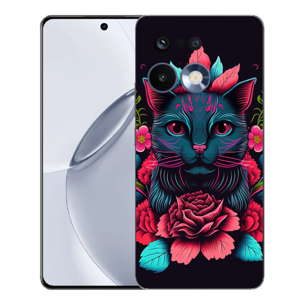 Gélový kryt mmCase na Realme 16 Pro+ - kvety a mačka