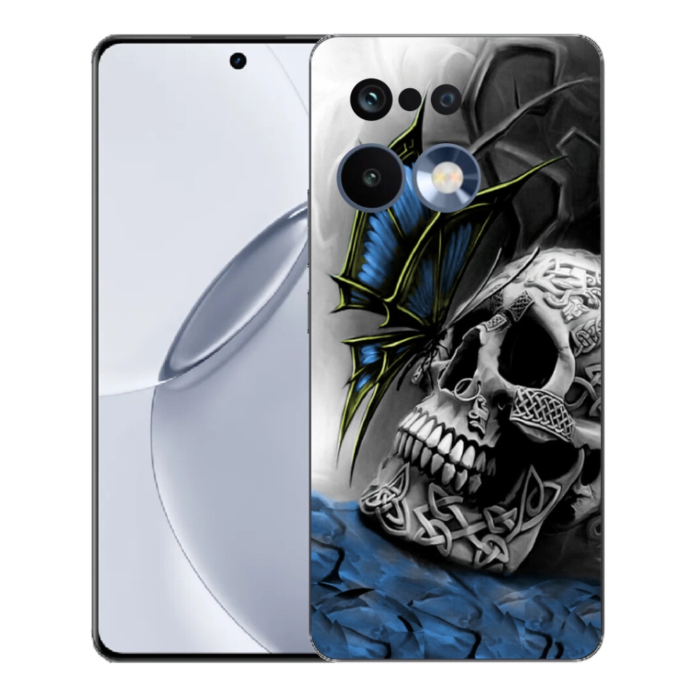 Gélový kryt mmCase na Realme 16 Pro+ - motýľ a lebka