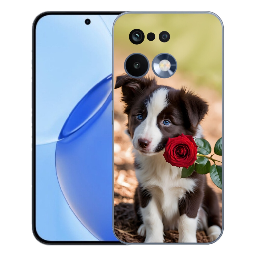 Gélový kryt mmCase na Realme 16 Pro - roztomilá border kólia s ružou