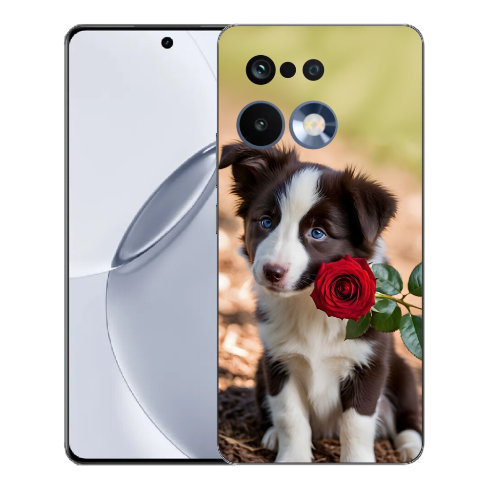 Gélový kryt mmCase na Realme 16 Pro+ - roztomilá border kólia s ružou