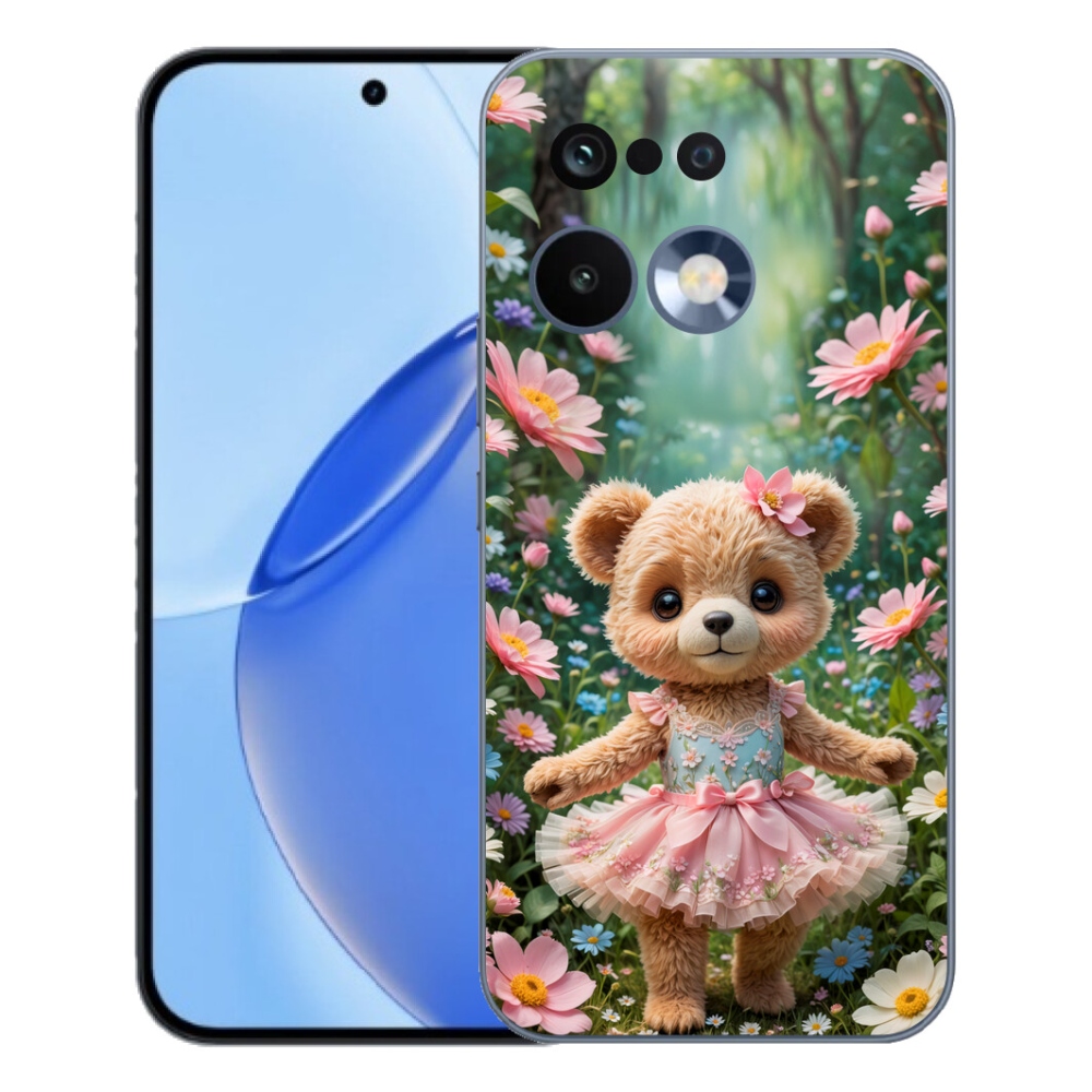 Gélový kryt mmCase na Realme 16 Pro - roztomilý medvedík v kvetoch