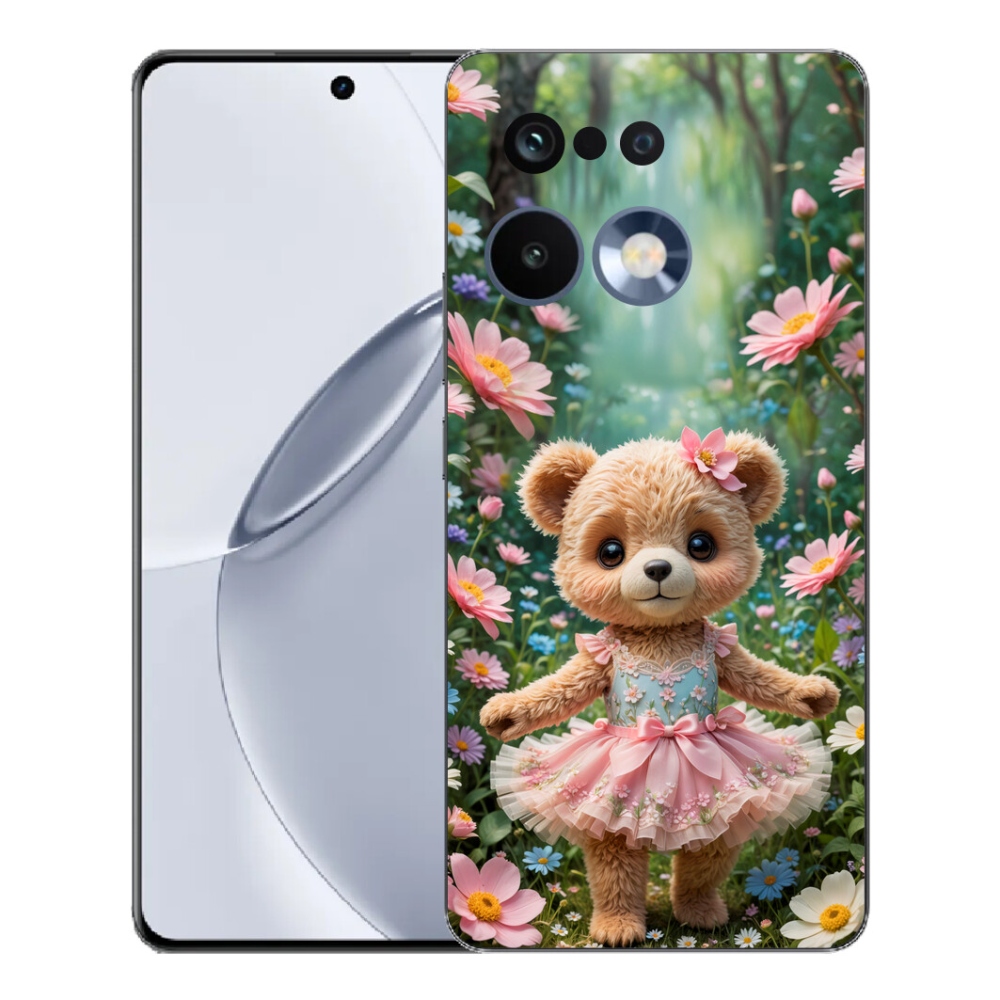 Gélový kryt mmCase na Realme 16 Pro+ - roztomilý medvedík v kvetoch