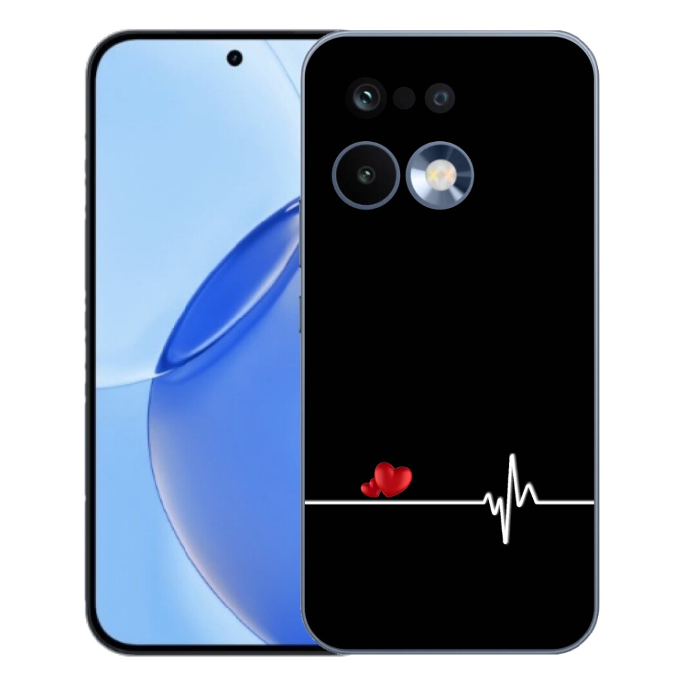 Gélový kryt mmCase na Realme 16 Pro - srdce a tep čierne pozadie