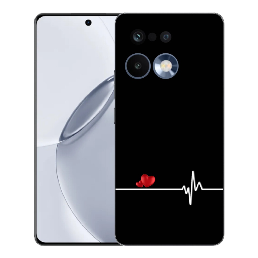 Gélový kryt mmCase na Realme 16 Pro+ - srdce a tep čierne pozadie