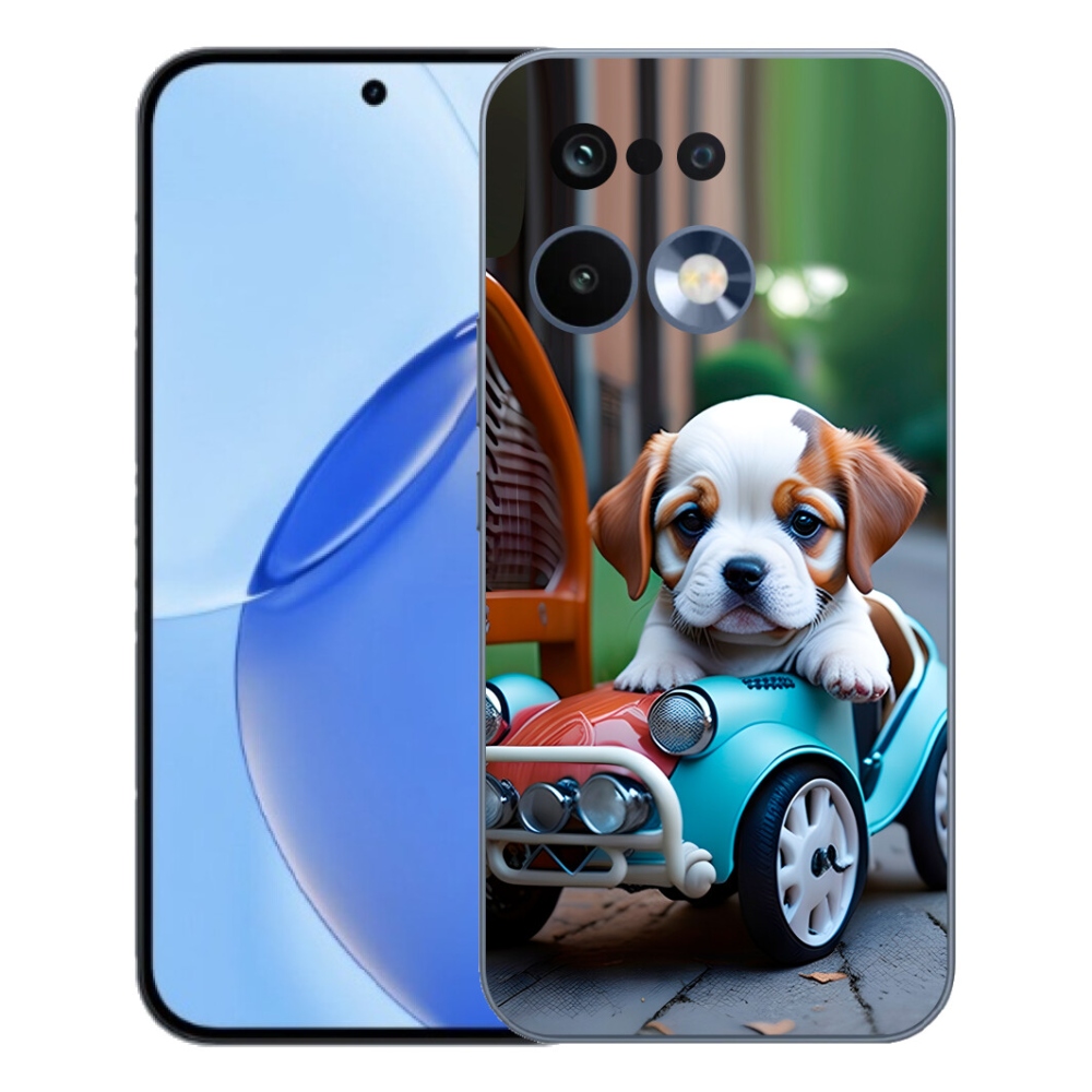 Gélový kryt mmCase na Realme 16 Pro - šteňa v retro aute