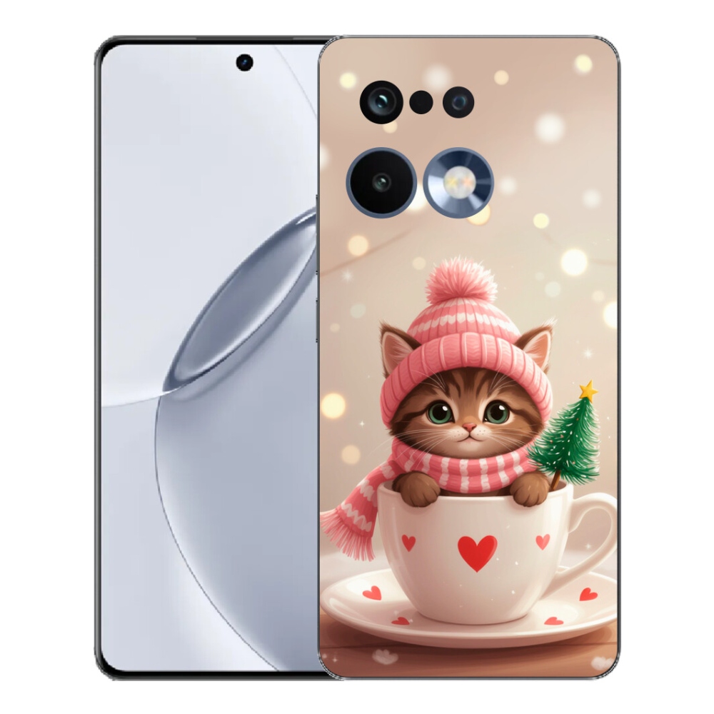 Gélový kryt mmCase na Realme 16 Pro+ - vianočné mačiatko v hrnčeku