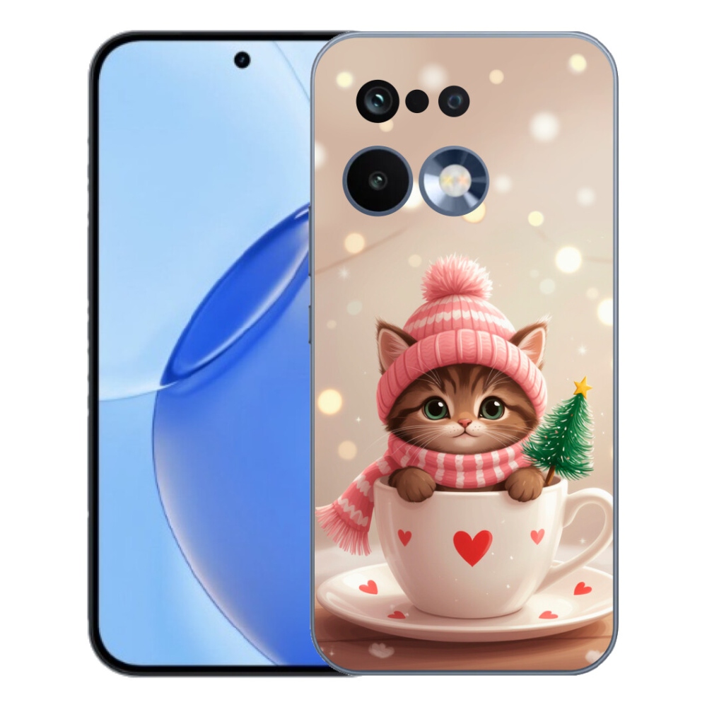 Gélový kryt mmCase na Realme 16 Pro - vianočné mačiatko v hrnčeku