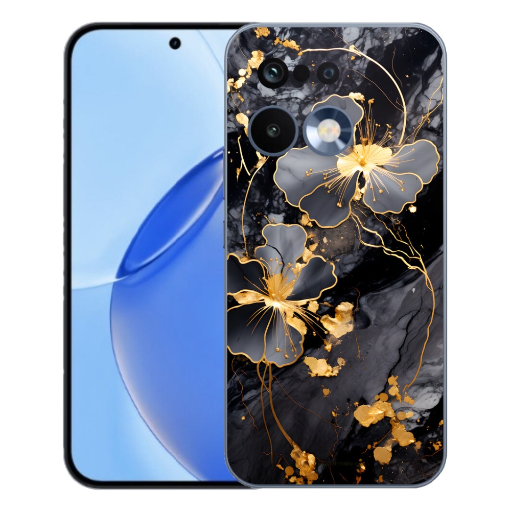 Gélový kryt mmCase na Realme 16 Pro - zlaté kvety