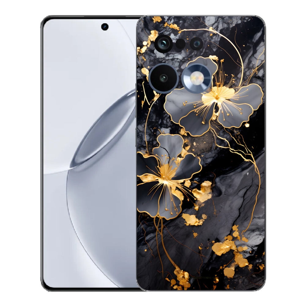Gélový kryt mmCase na Realme 16 Pro+ - zlaté kvety