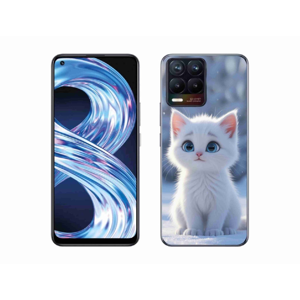 Gélový kryt mmCase na Realme 8 4G - biele mačiatko 3