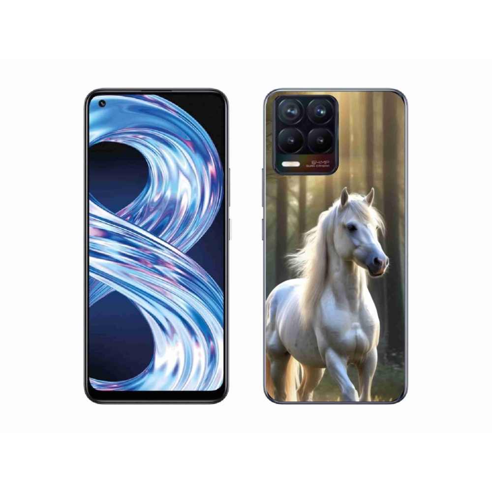 Gélový kryt mmCase na Realme 8 4G - biely kôň 3