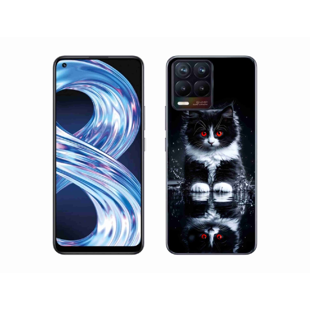 Gélový kryt mmCase na Realme 8 4G - čiernobiele mačiatko
