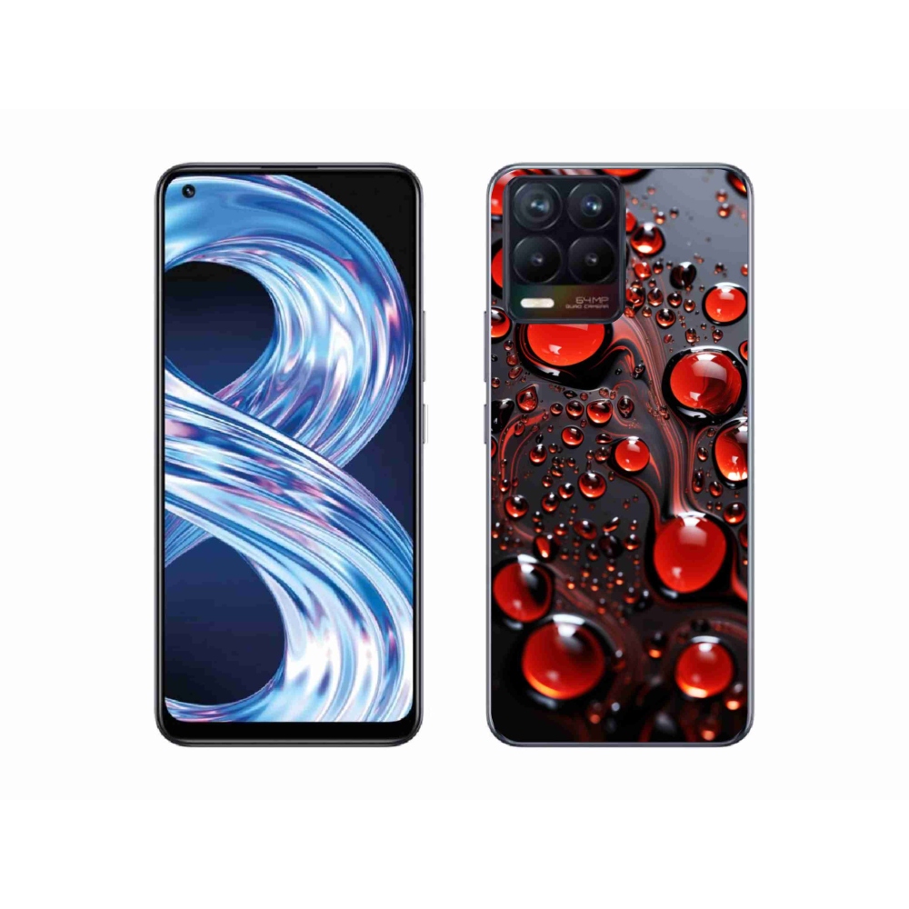 Gélový kryt mmCase na Realme 8 4G - červené kvapky 2