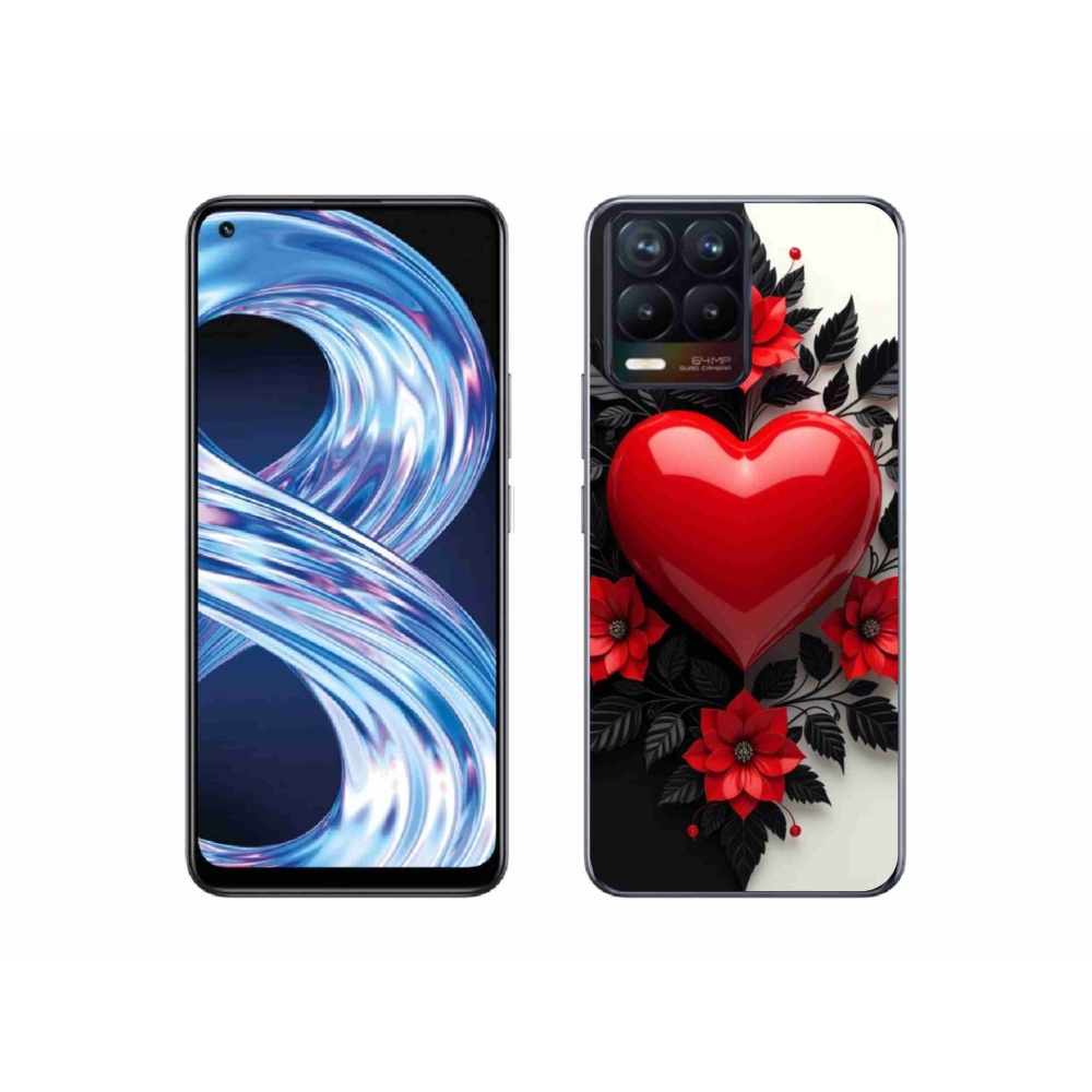 Gélový kryt mmCase na Realme 8 4G - červené srdce