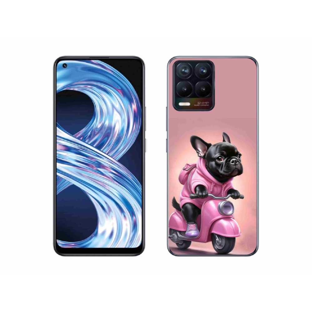 Gélový kryt mmCase na Realme 8 4G - francúzsky buldoček na skútri