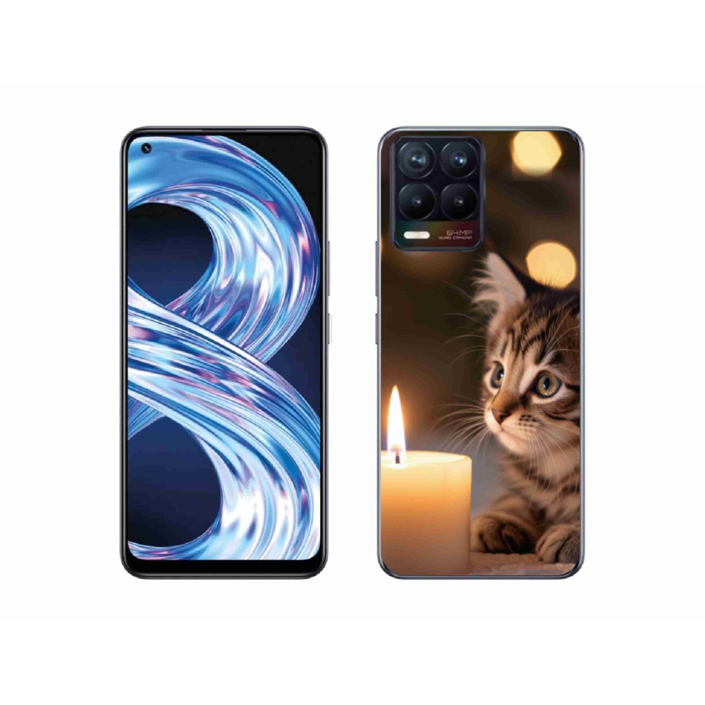 Gélový kryt mmCase na Realme 8 4G - mačiatko a sviečka