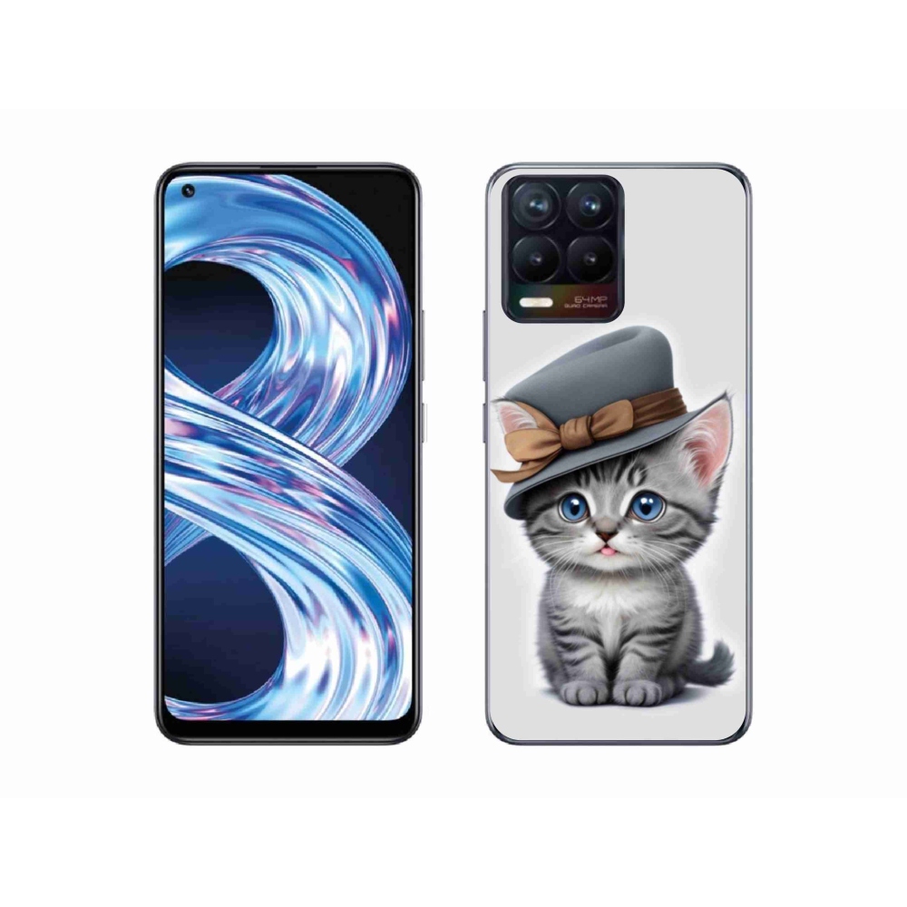 Gélový kryt mmCase na Realme 8 4G - mačiatko s klobúkom