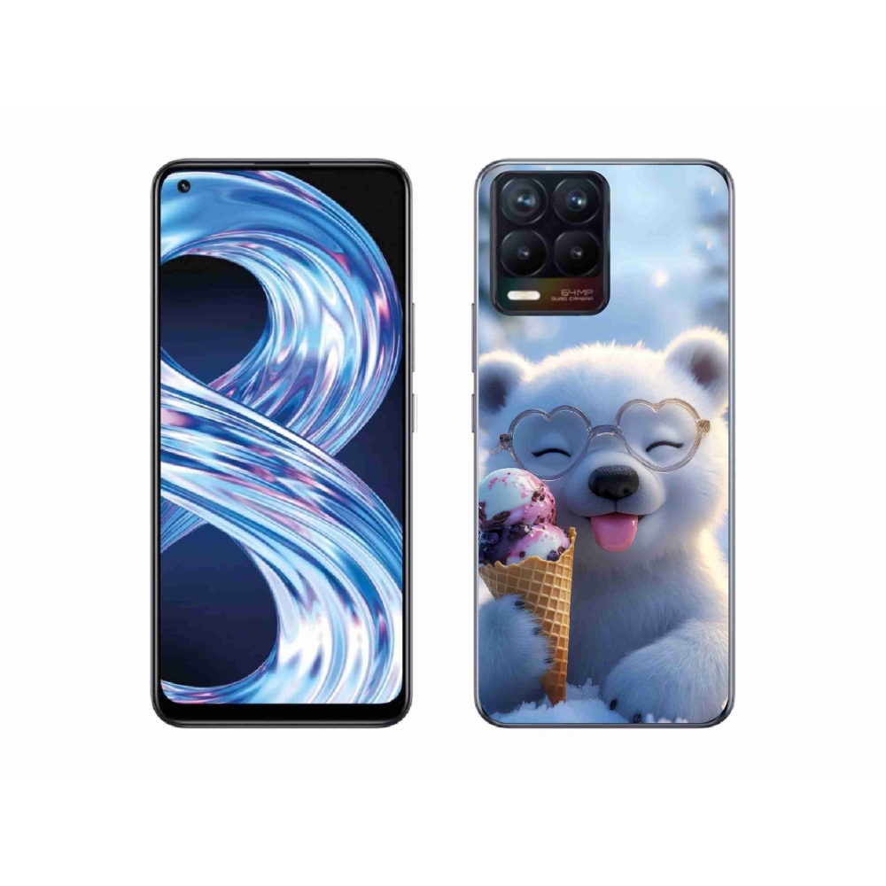 Gélový kryt mmCase na Realme 8 4G - medvedík so zmrzlinou