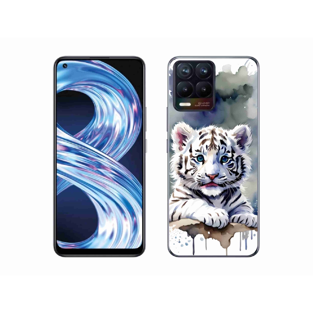 Gélový kryt mmCase na Realme 8 4G - mláďa bieleho tigra